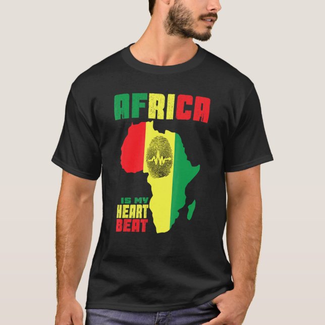 Afrika är mitt hjärtstillande Kärlek Afrika Karta  T Shirt (Framsida)