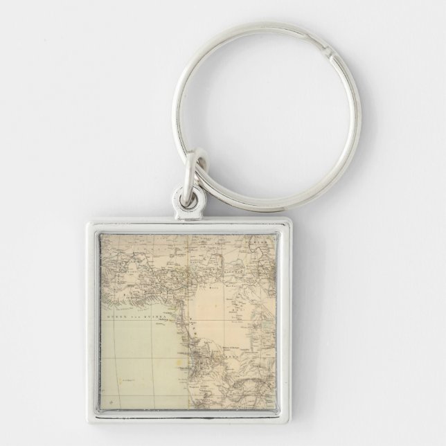 Afrika Atlas Karta med kolonier Fyrkantig Silverfärgad Nyckelring (Framsidan)
