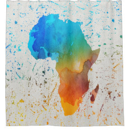 Afrika av blått, Orange och Grönt vattenfärg