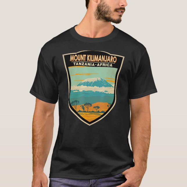 Afrika Badge för Kilimanjaro Tanzania T Shirt (Framsida)