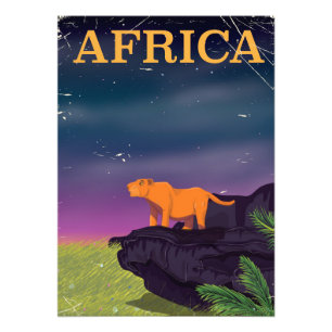 Afrika Big Cat Retro Stil reseaffisch Fototryck
