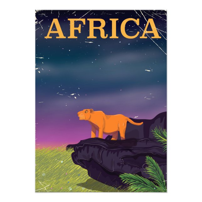Afrika Big Cat Retro Stil reseaffisch Fototryck (Framsidan)
