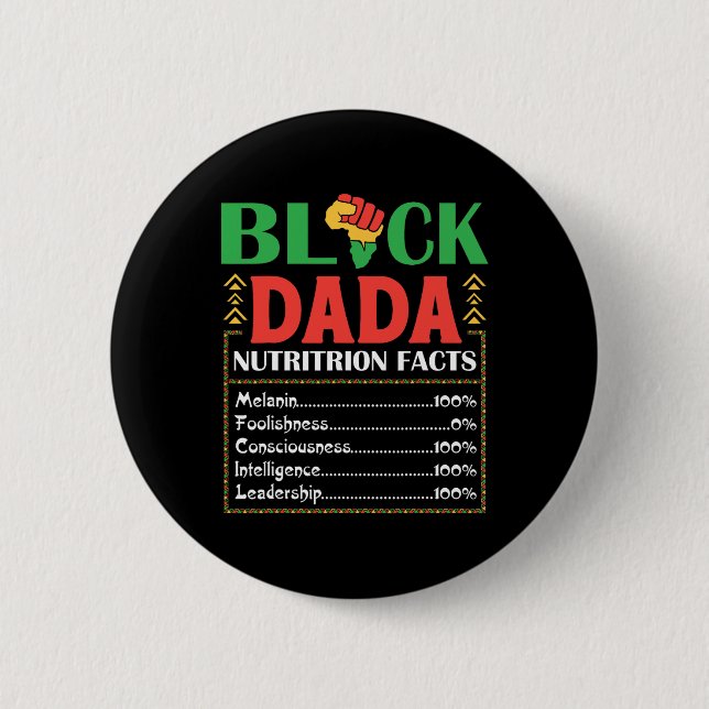 Afrika Black Dada Nutrition Fact Melanin Conscious Knapp (Framsida)