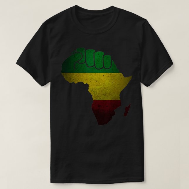 Afrika Black Power Afrika Karta Raising Fist Afric T Shirt (Design framsida)