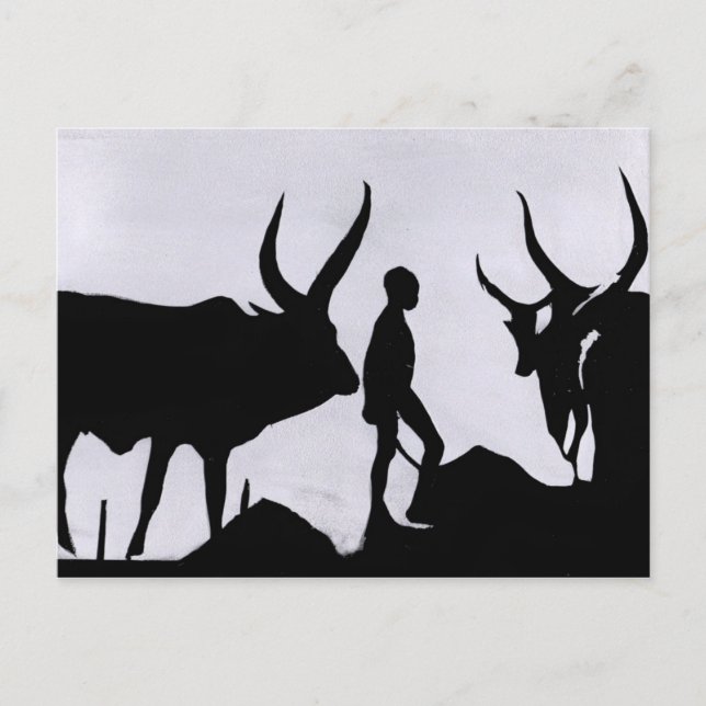 Afrika Boy Silhouette Vykort (Framsida)