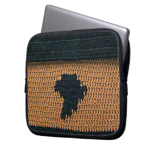 Afrika Brown Artisan Crochet Print Electronics Bag Laptop Fodral
