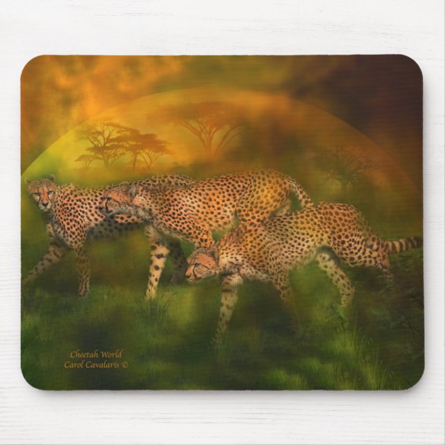 Afrika - Cheetahvärldskonst Mousepad Musmatta (Framsidan)