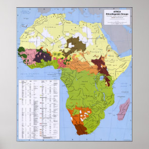 AFRIKA CIA ETHNOLINGUISTIC KARTA POSTER