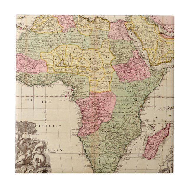 Afrika circa 1725 kakelplatta (Framsidan)