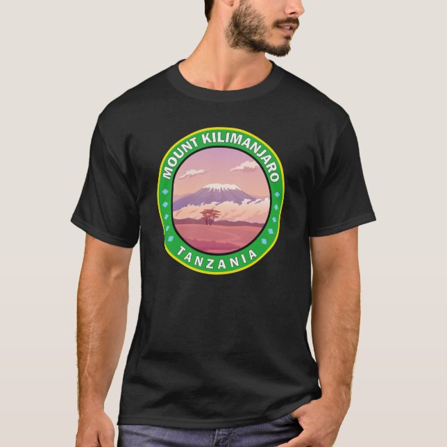 Afrika Circle Badge för Kilimanjaro Tanzania T Shirt (Framsida)