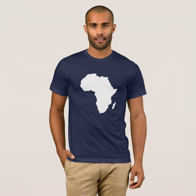 Afrika Continent Karta in White T Shirt (Hel framsida)