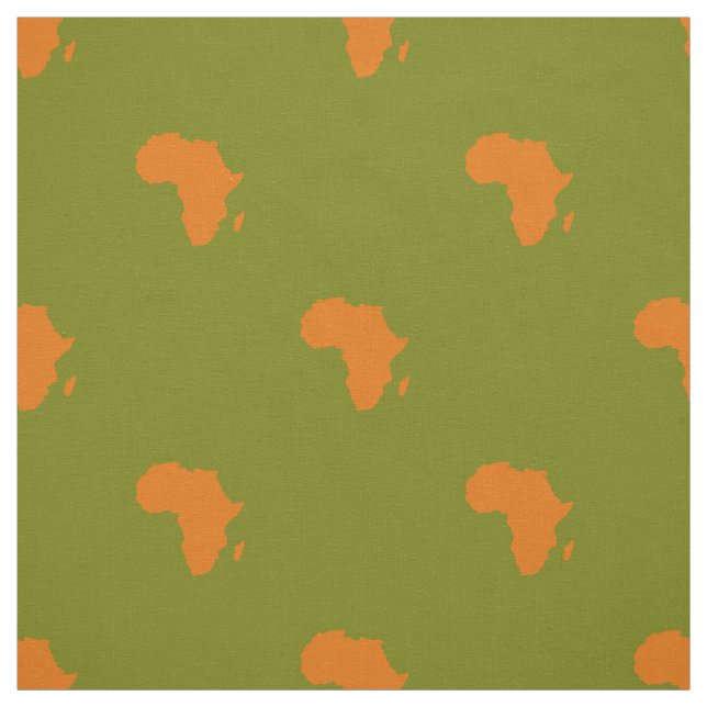 Afrika Continent Matcha Grönt Pumkin-Orange Tyg (Provkarta)