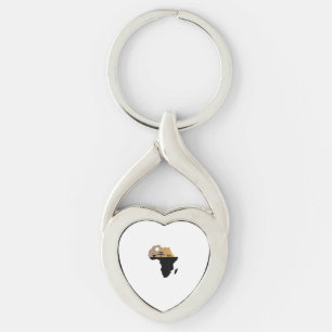 Afrika Continent Safari Twisted Heart Silverfärgad Nyckelring