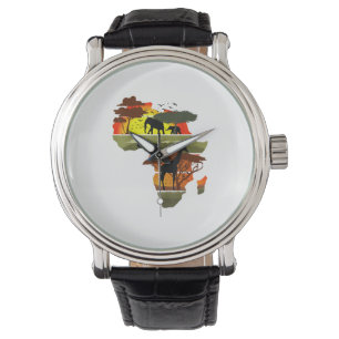Afrika Continent Sunset Safari Nature Vilda djur Armbandsur