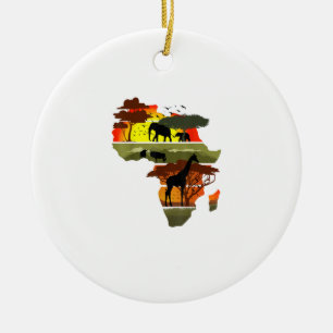 Afrika Continent Sunset Safari Nature Vilda djur Julgransprydnad Keramik