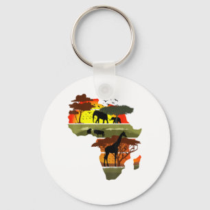 Afrika Continent Sunset Safari Nature Vilda djur Nyckelring