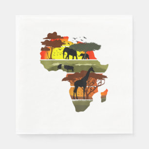 Afrika Continent Sunset Safari Nature Vilda djur Pappersservett