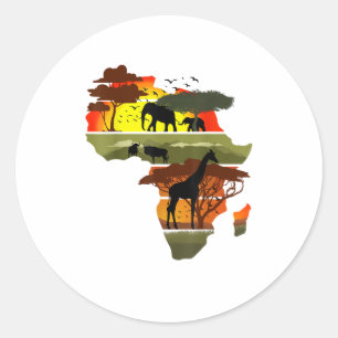 Afrika Continent Sunset Safari Nature Vilda djur Runt Klistermärke