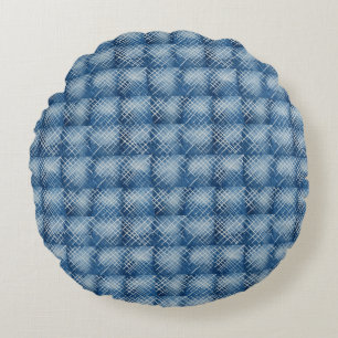 Afrika Denim Indigo Mudcloth Mönster 1 Rund Kudde