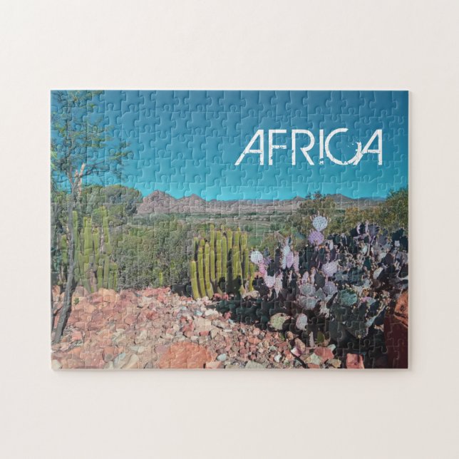 Afrika Desert Ligcape Nature Cactus Plant Pussel (Horisontell)