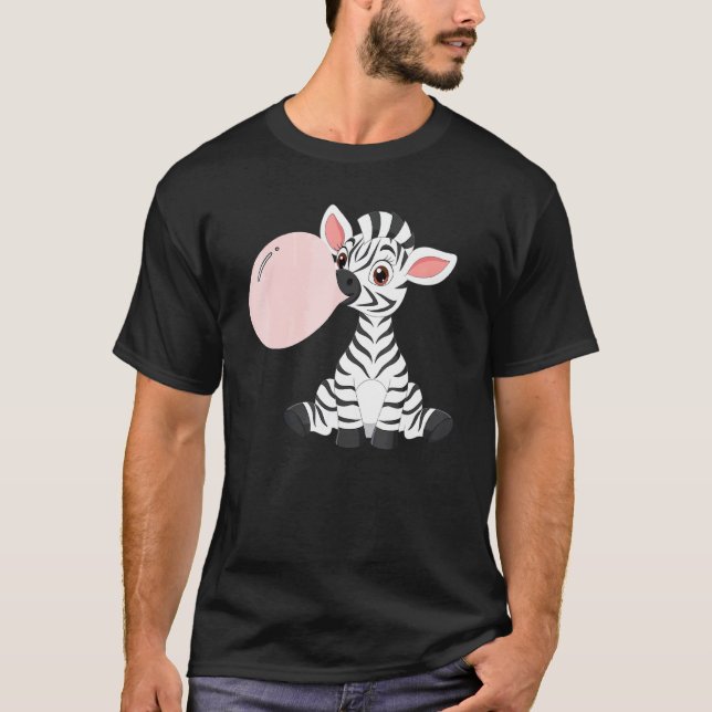 Afrika Djurs Rosa Bubblegum Baby Zebra T Shirt (Framsida)