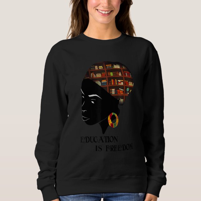 Afrika Education är Freedom Bibliotek Bok Black T Shirt (Framsida)