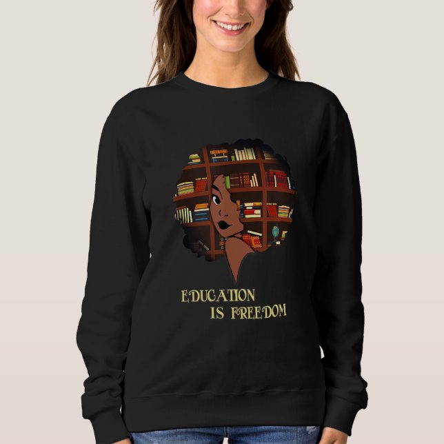 Afrika Education är Freedom Bibliotek Bok Black T Shirt (Framsida)