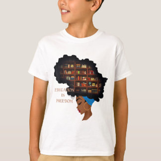 Afrika Education är Freedom Bibliotek Bok Black T Shirt