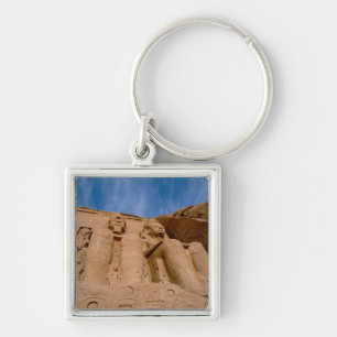 Afrika, Egypten, Abu Simbel, Ramses II och Fyrkantig Silverfärgad Nyckelring