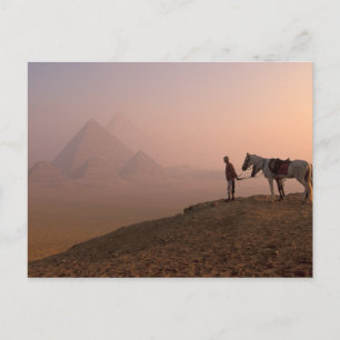 Afrika, Egypten, Kairo, Giza, Giza pyramiderna vid Vykort