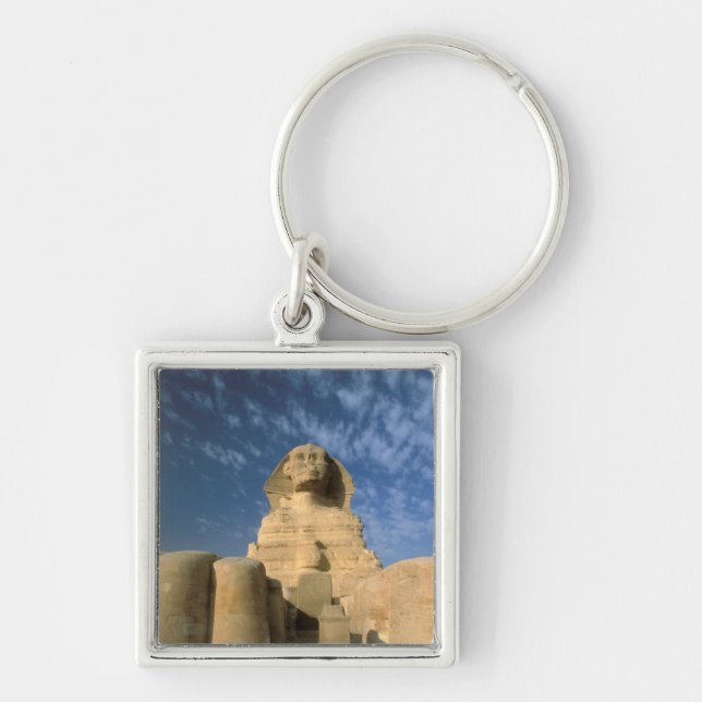 Afrika, Egypten, Kairo, Giza Plateau. Sphinx Fyrkantig Silverfärgad Nyckelring (Framsidan)