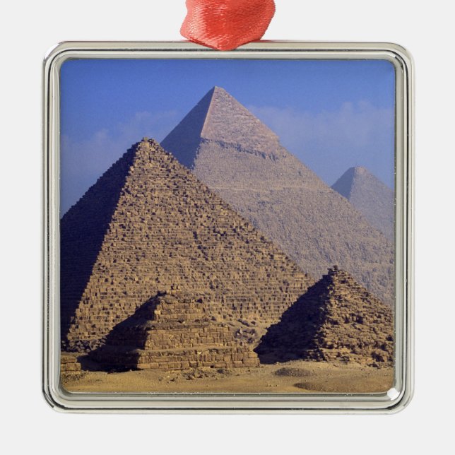 Afrika, Egypten, Kairo, Giza. Stora pyramider Julgransprydnad Metall (Framsidan)