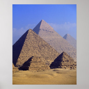 Afrika, Egypten, Kairo, Giza. Stora pyramider Poster
