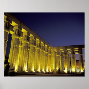 Afrika, Egypten, Luxor. Sol domstol i Amenhotep Poster