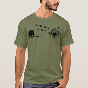 Afrika Elephant Birds and Träd Afrika Ligcape Tee