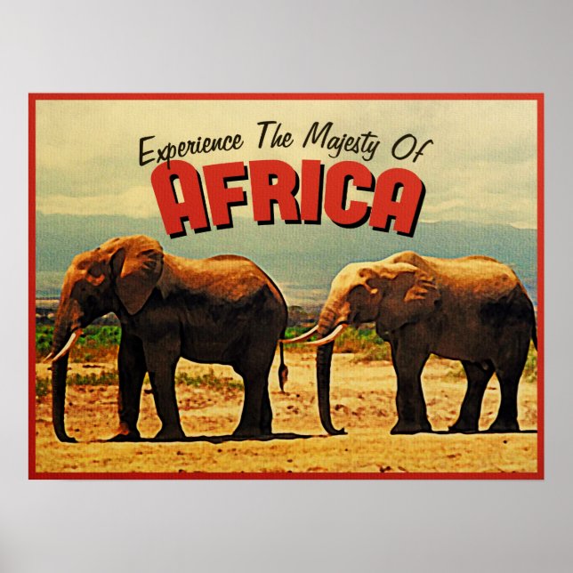 Afrika Elephants Vintage resor Poster (Framsidan)