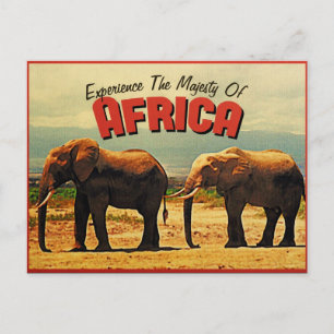 Afrika Elephants Vintage resor Vykort
