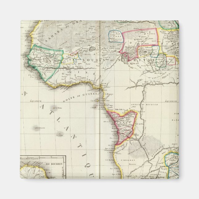 Afrika Engraved karta med 2 tum kartor Magnet (Framsidan)