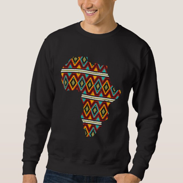 Afrika Ethnic Dashiki Kente Coola African Ameri Lång Ärmad Tröja (Framsida)