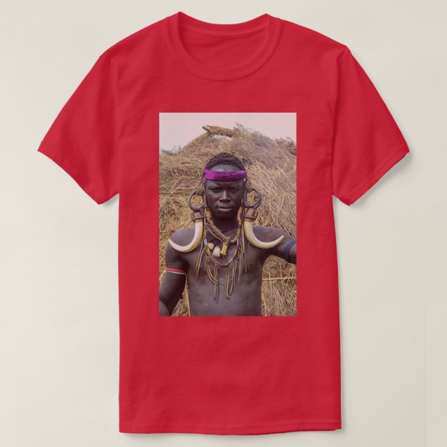 Afrika Etiopien Debub Omo Zon Mursi tribesman 3 T Shirt (Design framsida)