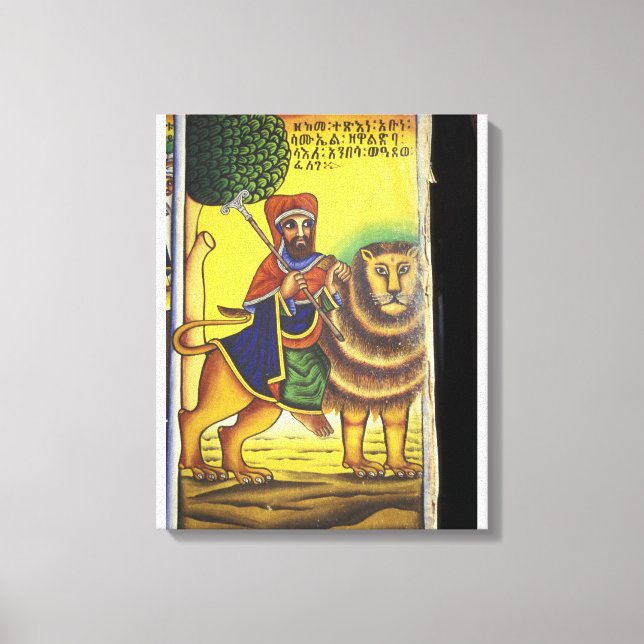 Afrika, Etiopien. Konstverk föreställande Lejonet  Canvastryck (Framsida)