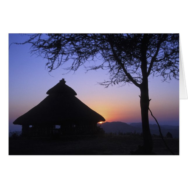 Afrika, Etiopien, Omo flodområde, Sunset over Hälsningskort (Framsidan Horizontal)