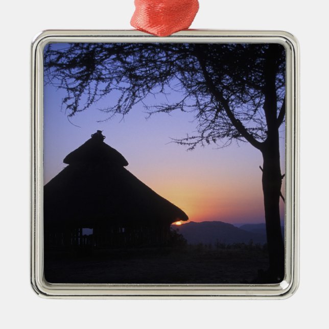 Afrika, Etiopien, Omo flodområde, Sunset over Julgransprydnad Metall (Framsidan)