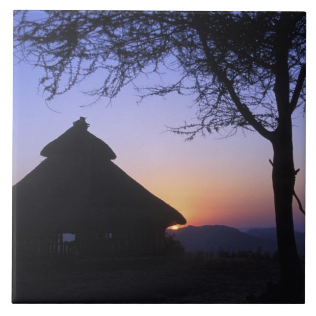 Afrika, Etiopien, Omo flodområde, Sunset over Kakelplatta (Framsidan)