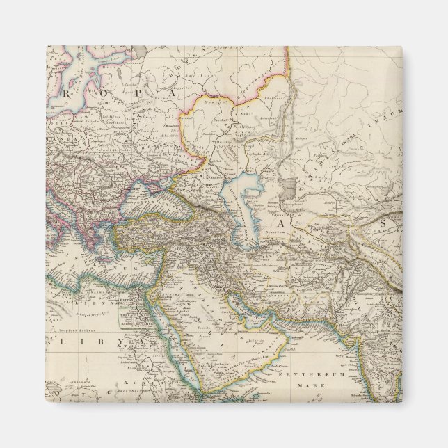 Afrika, Europa och westerna Asien Atlas Karta Magnet (Framsidan)