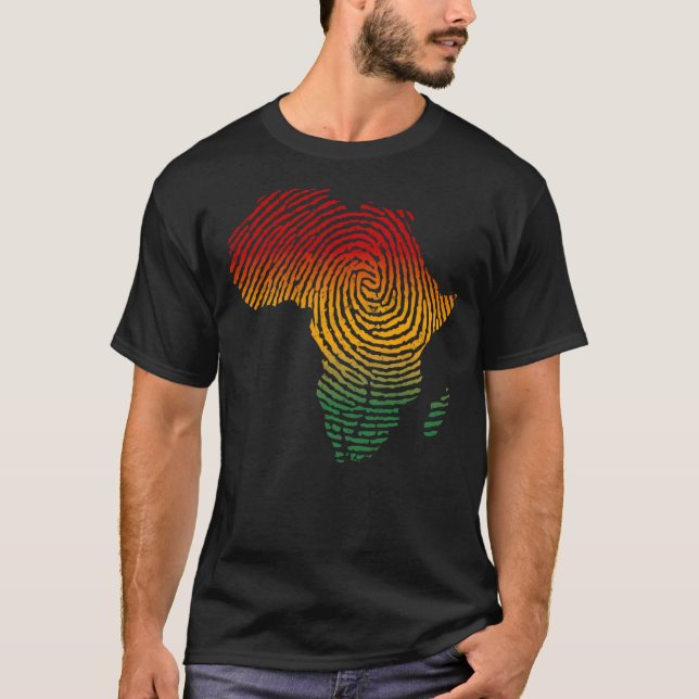Afrika Fingerprint African Flagga Black Pride DNA  T Shirt (Framsida)