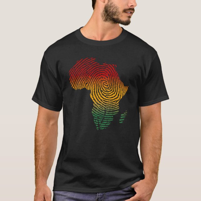 Afrika Fingerprint African Flagga Black Pride DNA  T Shirt (Framsida)