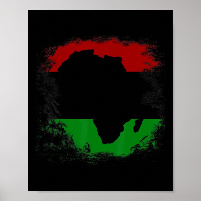 Afrika Flagga African Continent Karta Pan-afrika U Poster (Framsidan)