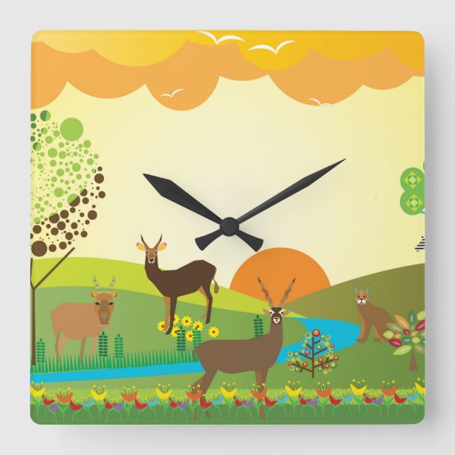 Afrika Fyrkantig Klocka (Framsida)