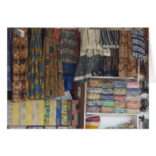 Afrika, Ghana, Accra. Accra textil och hantverk Hälsningskort
